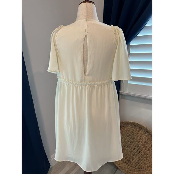 SHOW ME YOUR MUMU Brooks Bohemian Flowy Short Sleeve Babydoll Mini Dress Cream M - Picture 6 of 12
